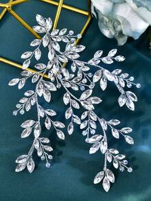 1件时尚闪亮水晶新娘婚礼发饰，优雅公主金属头饰，适合婚礼、生日和特殊场合，圣诞节、感恩节女士头巾冬季发带保暖头巾 - 銀色 - 查看 6