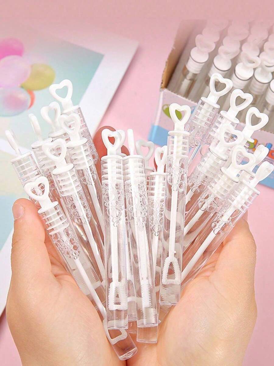 30支白色心形穿孔泡泡棒(不含液體),適用於節日婚禮、派對、新娘婚前派對、生日派對、喬遷派對等 - 白色 - 查看 1