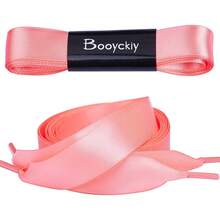 Flat Colorful Satin Shoelaces, 3/ 4inch Width, Women's/Girls' Shoelaces, White, 47inch (120) Cm: Clothing, Shoes, And Jewelry - 緞帶肉粉紅色 - 查看 2
