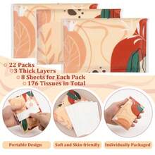 22 Packs Travel Tissue Packs Pocket Tissues Travel Size 8 Count 3ply Paper Pocket For Travelling Wedding Party Favors Car Handbags Pockets - như hình ảnh - Xem 4