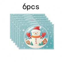 1 套/1 件/4 件/6 件圣诞雪人印花餐垫，送给妈妈的礼物，适合家居装饰、生日礼物、节日礼物、厨房和派对装饰，可作为圣诞礼物赠送 - 彩色 - 查看 13