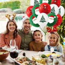 30pcs 12inch Latex Balloons, Santa Claus & Reindeer, White, Green And Red Christmas Tree Balloons, Suitable For Christmas Decoration