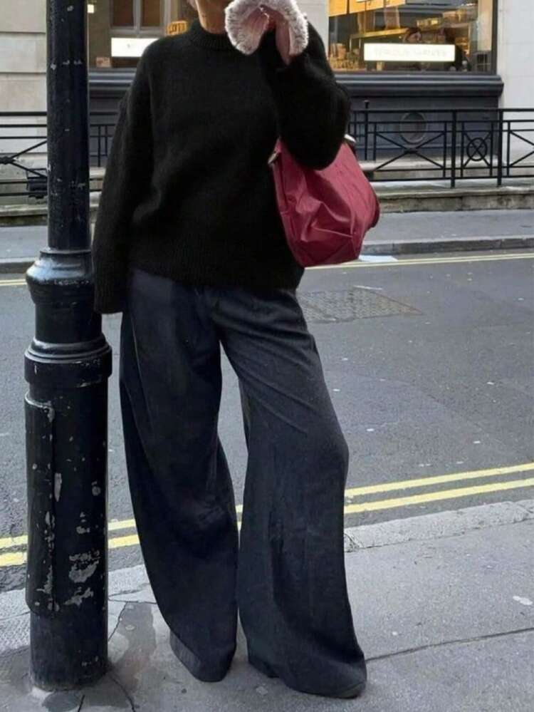 DEEKA Nuevo llegado de Otoño/Invierno Suéter suelto informal y suave de punto de moda para mujer - Negro - Ver 3