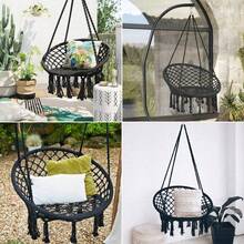 Outdoor Macrame Swing Chair Hammock Chair Hand Woven Rope Swing Y- Stop Hammock Chair For Home Bedroom Patio Deck Garden Indoor Ins Style Fringed Hanging Chair. Home Indoor Woven Hanging Basket. Nordic Style Balcony Rattan Chair. Slouchy Rocking Chair - Multicolor - View 5