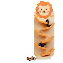 Kids Wooden Cartoon Slide Car Race Track Glider Car Visual Tracking Early Education Focus Training Game Toy, Suitable For Boys Girls Birthday Christmas Halloween Gifts