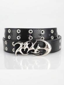 New Y2K Hollow Out PU Leather Punk Style Men's Belt - Gift Or Personal Style Accessory, Casual Retro Luxury Asymmetric Alloy Buckle Unisex Belt, Versatile Autumn/Winter Item, Suitable For Teenagers, Young Men, Casual, Outdoor, Sports, Vacation, Graduation Gift, Birthday Gift, Daily Wear - Black - View 7