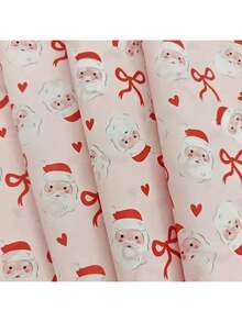 12/8/4pcs Christmas Gift Wrapping Paper Rolls, 35cm*50cm (13.78in*19.68in), Pink Background With Classic Santa Claus Patterns, Assorted Styles Randomly Sent, Suitable For Christmas, Birthday, Wedding And Party, Ideal For DIY Crafts And Creative Gift Packaging, May Have Fold Marks When Folded For Shipping, Merry Christmas! - Multicolor - View 1