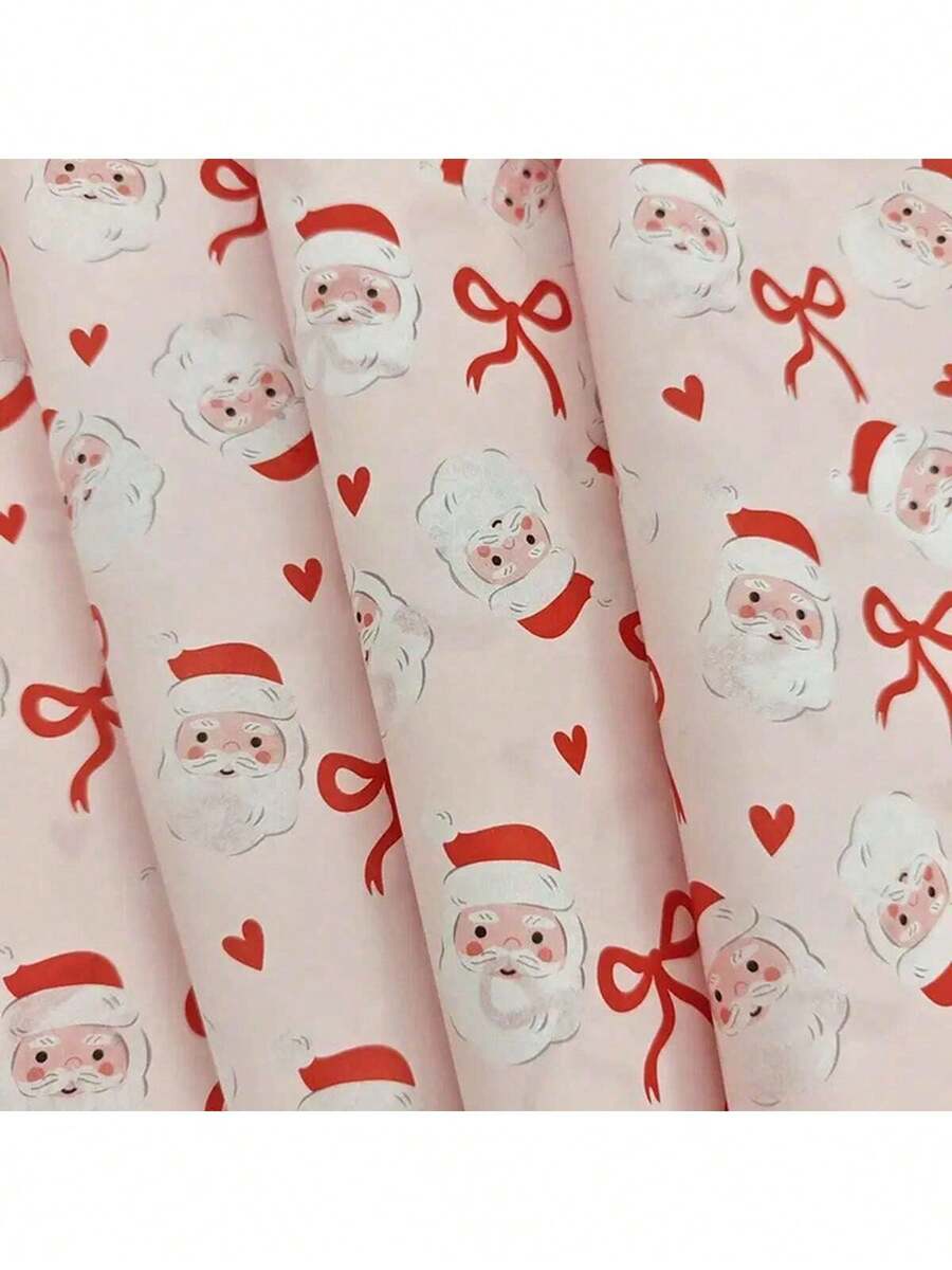 12/8/4pcs Christmas Gift Wrapping Paper Rolls, 35cm*50cm (13.78in*19.68in), Pink Background With Classic Santa Claus Patterns, Assorted Styles Randomly Sent, Suitable For Christmas, Birthday, Wedding And Party, Ideal For DIY Crafts And Creative Gift Packaging, May Have Fold Marks When Folded For Shipping, Merry Christmas! - Multicolor - View 1