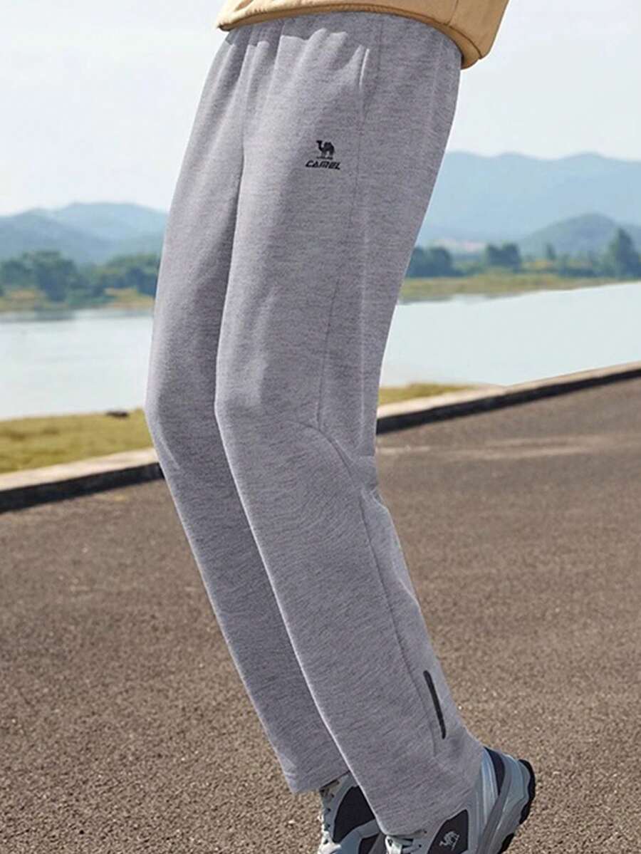 CAMEL CROWN Quần dài nam dệt kim dáng suông, ống côn, quần thể thao ngoài trời, quần giữ ấm lót lông cừu. - Xám đậm - Xem 1