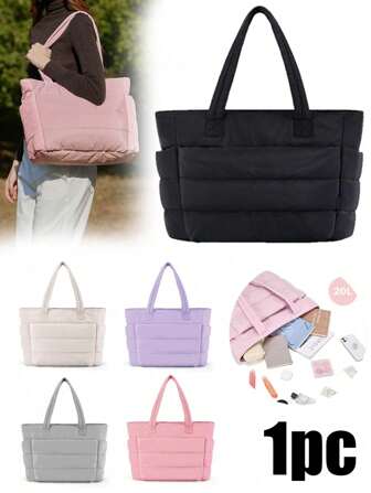 Tote Bag For Women, Lightweight Puffy Tote Bag With Compartments Quilted Shoulder Bag Handbag For Travel, Work, Gym,Suitable For Returning To School, Attending Classes, And Commuting,Can Meet The Daily Storage Needs Of Multiple Items, With Larger Sizes For Better Storage