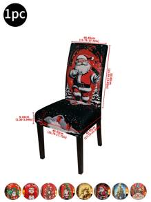 1 pieza/4 piezas/6 piezas/20 piezas Funda de silla impresa en seda de leche navideña, funda protectora elástica impresa para sillas, apta para oficina, sala de estar, hotel, sillas de eventos, árbol de Navidad, Papá Noel, muñeco de nieve, campana navideña