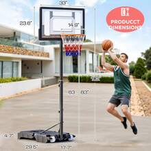 DlandHome Portable Basketball Hoop With Wheels, Adjustable Height From 5.25 To 6.9 Feet, Water-Filled Base, Suitable For Indoor And Outdoor Use, Ideal For Adults And Teenagers - 白色 - 查看 10
