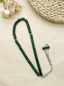 1pc 33pcs Cylindrical Glass Bead Tasbih, Elegant & Suitable For Men's Daily Wear - 33 Cylindrical Glass - View 2