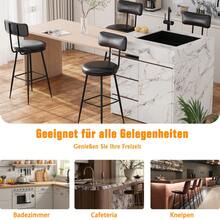 Rosahqnda Lot de 2 tabourets de bar, chaises de cuisine, assise rembourrée, revêtement , style classique et moderne du milieu du siècle, hauteur 65 cm, pour cuisine, salle à manger, bar, noir - Noir-2 pièces - Voir 10