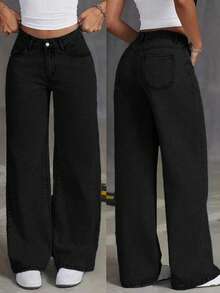 Quần jeans ống đứng dáng casual Mobula Sound dành cho nữ, thời trang và thanh lịch, thích hợp cho các lễ hội âm nhạc, màu đen mùa xuân/hè. - màu đen - Xem 3