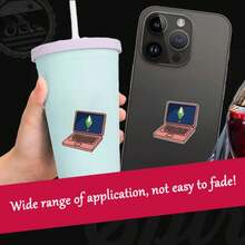 模拟人生“OK”心情乙烯基贴纸 - 自粘哑光饰面，不对称卡通设计，适用于笔记本电脑、汽车、家居装饰 - 适用于玻璃、金属和塑料表面的贴花、笔记本电脑装饰、模拟人生主题装饰 - 彩色 - 查看 4