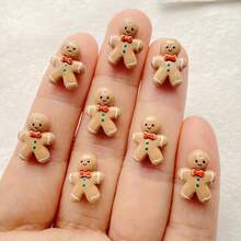 30pcs Colorful Resin Christmas Decoration Set - Adorable Mini Cartoon Christmas Cookie People Design, Flat 3D Mini Figurines, For DIY Scrapbooking, Nail Art, Jewelry Making And Christmas Craft Decorations, Mini Christmas Tree Ornaments, Cute Gingerbread People, Christmas Gifts, Christmas Themed, Christmas Nail Art Supplies, Mini Handmade Decorations
