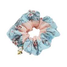 Korean Style Pearl Scrunchies - Fashion Floral Fabric Hair Ties Women - Korean Flower Accessoriesvalentine's Day RFC0 - 3-粉藍色 - 查看 6