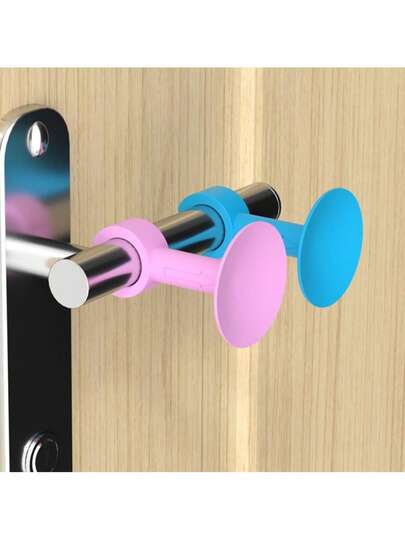 2/1 pezzo Protezione per maniglia della porta, copertura silenziosa, paraurti anti-collisione domestico, dispositivo anti-collisione in silicone per blocco della porta, senza foratura per ventosa sulla porta, protezione anti-collisione per maniglia della porta, blocco della porta con ventosa a parete, dispositivo di blocco porta in plastica per bagno