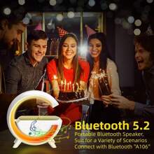 3-in-1 Night Light Wireless Charger with Bluetooth Speaker Table Lamp Bedside Lamp with Rechargeable Battery 2-3 Hours - 1PCS - Ver 5