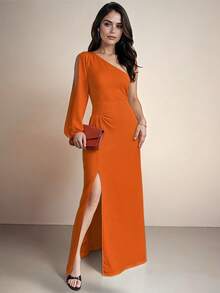 Women Long Dresses - Orange - View 3
