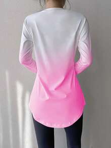 Áo tập thể dục yoga nữ, áo thể thao nhanh khô, thích hợp cho chạy bộ, tập gym, lớp lót nén co giãn màu hồng mùa xuân. - Hồng - Xem 5