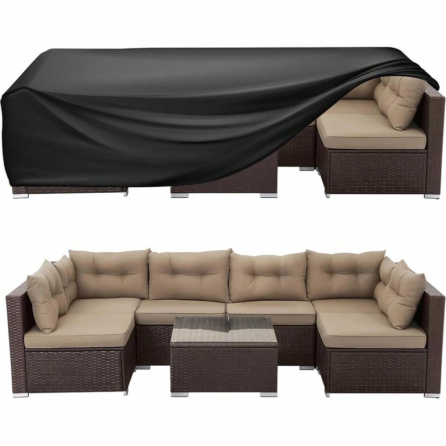 Patio Furniture Covers Rectangle, Outdoor Table Covers Waterproof, Heavy Duty Outdoor Furniture Cover, Patio Sectional Set Cover 90" L X 64" W X 28" H, Black - 長74英寸 x 寬47英寸 x 高28英寸 - 查看 1