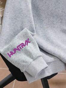 Felpa con cappuccio con stampa grafica e fodera in pile per ragazze pre-adolescenti, calda e confortevole per l'autunno/inverno