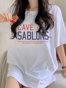 Women's Summer New Daily Casual Loose Round Neck Cotton Short Sleeve T-Shirt. Cute And Versatile Prints Are Printed On It, Fashionable And Versatile, Perfect For Daily Wear Ladies Tops. - 白色 - 查看 2