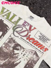 EMCGICC Street Life Men's Y2k Style (220 Pure Cotton T-Shirt) Retro Graphic Funny Printing,Hip Hop,Men's Summer Tops Round Neck Short Sleeve Casual T-Shirt, Summer Street Sports Life Men's - 白色 - 查看 2