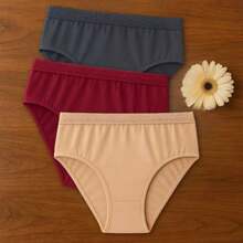 Kit 5 Plus Size Panties High Waist Micro Fiber Lining 100% Cotton - Multicolor - View 3