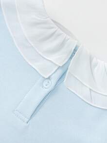 Balabala Young Girls Sweatshirt Autumn Embroidered Sweet Collar Top - Ice Blue - View 4