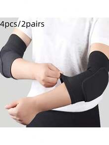 2pcs/1pair Men Women Elastic Elbow Pads Sport Fitness Elbow Support Thickened Sponge Elbow Brace Tennis Basketball Football Volleyball Arm Sleeve Pad Adults - Multicolor - View 9