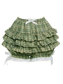 .Women's Pankatsu, Pumpkin Pants, Cake Layered Shorts, Leggings, Anti-Shine Shorts - 綠色 - 查看 1