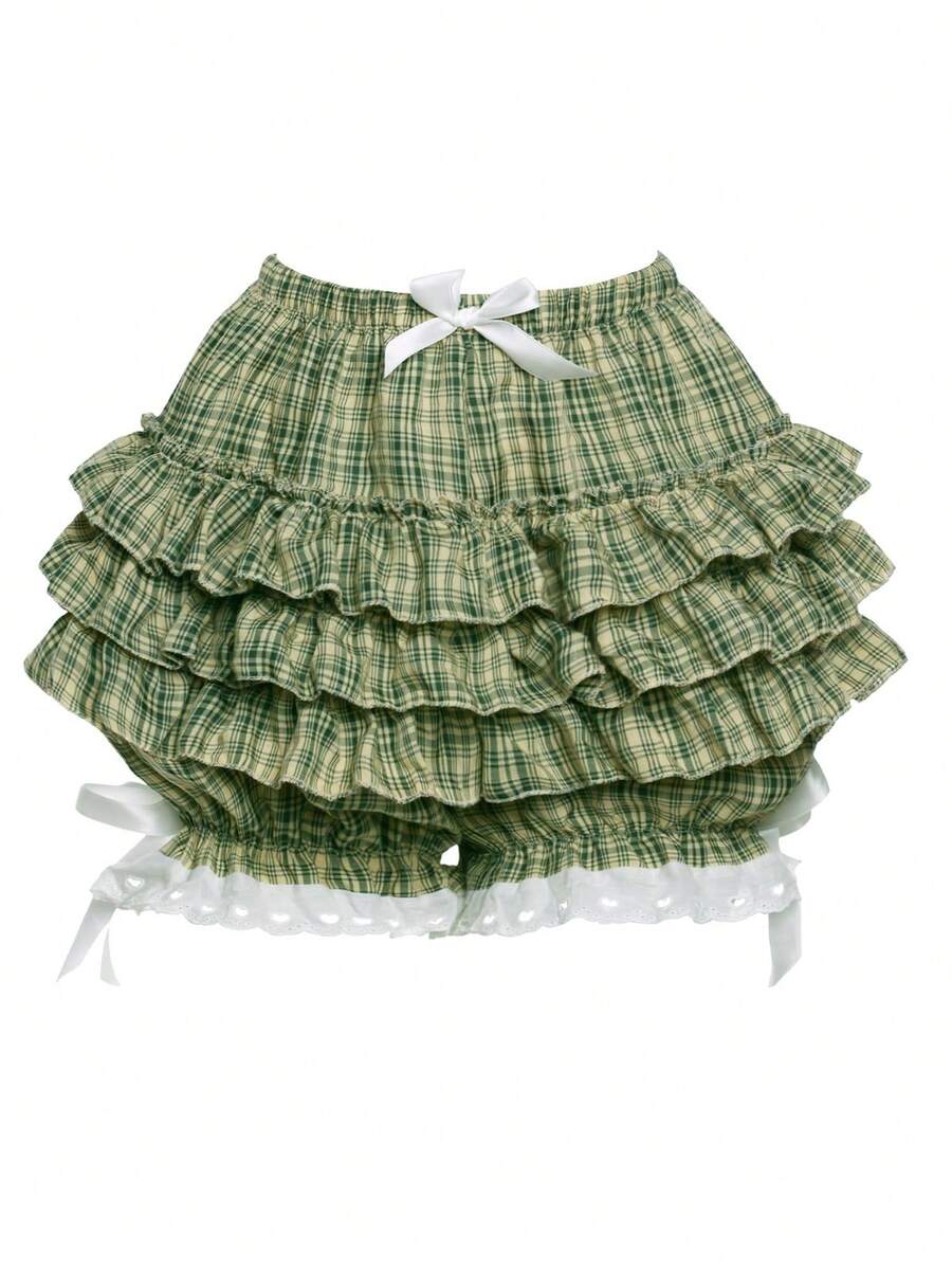 .Women's Pankatsu, Pumpkin Pants, Cake Layered Shorts, Leggings, Anti-Shine Shorts - 綠色 - 查看 1
