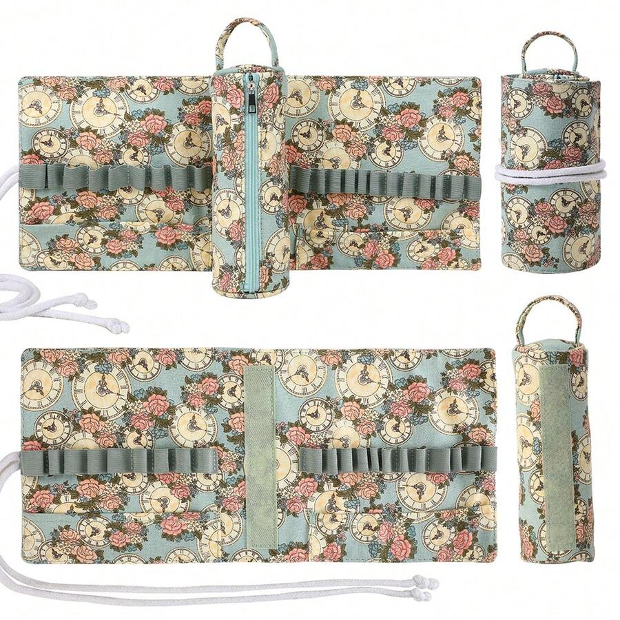 Neue Leinwand Häkelnadel Organizer Tasche, Nähzubehör Aufbewahrung, tragbare Reise DIY Stricknadel Halter, geeignet für Nähbegeisterte und Anfänger