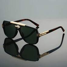 New Stylish Men's Glasses, Featuring A High-Quality Double-Bridge Design And Multi-Colored Temple Arms, With Full-Frame Decoration - Đen/Xám bạc C4 - Xem 7