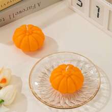 1入組南瓜形蠟燭白橙色蘋果香氛適合萬聖節、感恩節、聖誕禮物、派對、家居裝飾 - 彩色 - 查看 6