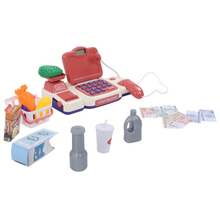 Simulación de juguete de caja de efectivo multifuncional Play Cashier Toy con micrófono - Rojo y blanco - Ver 8