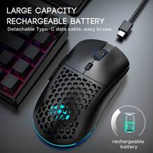 HXSJ T20 2.4G Wireless Mouse, 6 Buttons, Ergonomic Design With RGB Lighting, Suitable For Office And Gaming, Great For Christmas/New Year Gift, Christmas Decoration, Children's Christmas Gift, Family Gift, Year-End Gift - 洞洞款-黑色 - 查看 11