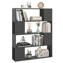 Bücherregal Raumteiler Hochglanz-Grau 100x24x124 cm - Grau - Übersicht 3