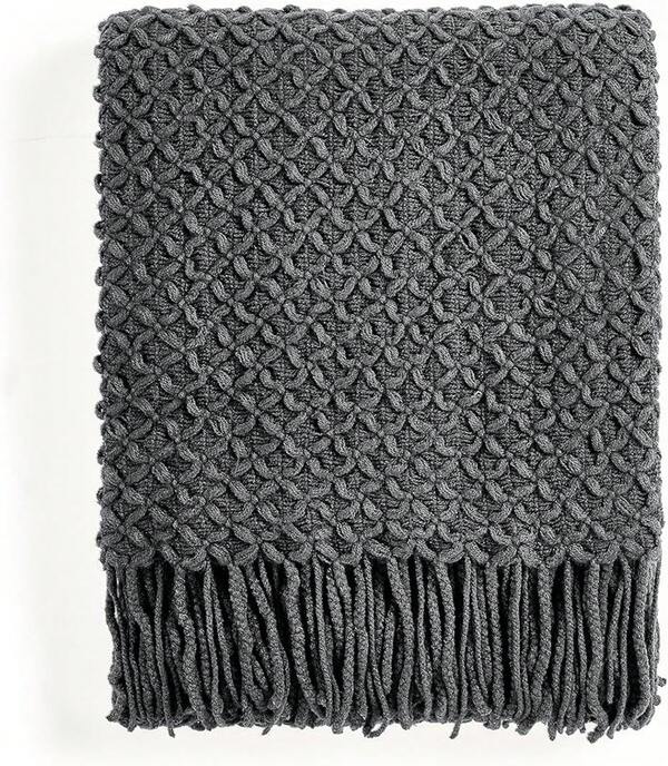 Manta tejida de 50 x 60 pulgadas (gris oscuro)