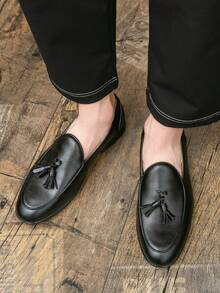 男士休闲乐福鞋时尚一脚蹬皮鞋发型师正装鞋大码四季正装鞋正式/商务正装