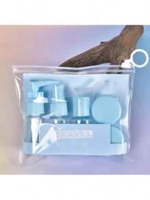 1件/7件旅行装旅行瓶套装，可重复灌装，包含洗漱包、空液体容器、防漏液体分装瓶、旅行化妆包、面霜罐，旅行必备，飞机旅行配件，旅行瓶套装，防漏便携式洗漱容器套装，透明PP材质航空尺寸化妆品容器，适用于乳液、洗发水、面霜、香皂等，带收纳袋，旅行必备瓶套装，带按压式乳液瓶