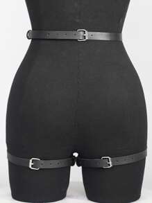 真皮大腿吊袜带腿部束缚带，时尚真皮腿部束缚带，万圣节配饰腰带可调节，女士真皮腿部束缚带