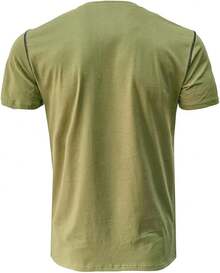 Henley Shirts Slim Fit Button T-Shirthalloween - 豆綠 - 查看 3