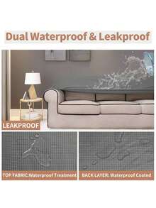 Funda de Sofá de Jacquard Elástico Impermeable - Tamaños 1, 2, 3 Personas y Kit de 3 Piezas | Protector de Muebles a Prueba de Fugas, Esencial para Familias con Niños, Propietarios de Perros y Gatos | Material Duradero que Resiste Raspones, Manchas de Café, Jugo y Pelos, Se Ajusta a Sofás Rectos o con Brazos | Perfecta para Uso Cotidiano, Fiestas en Casa o Espacios donde los Mascotas Duermen en el Sofá - Gris - Ver 4