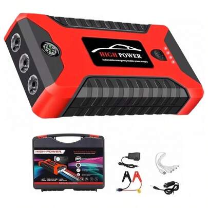 Arrancador de batería de coche de 12V con cargador de teléfono y 3 lámparas de iluminación, incluye accesorios LEODY