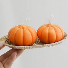 1入組南瓜形蠟燭白橙色蘋果香氛適合萬聖節、感恩節、聖誕禮物、派對、家居裝飾 - 彩色 - 查看 10