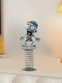 1pc Funny Zombie Flat Acrylic Spring Rocking Ornament, Car Interior Decor And Desktop Decoration - Multicolor - View 2